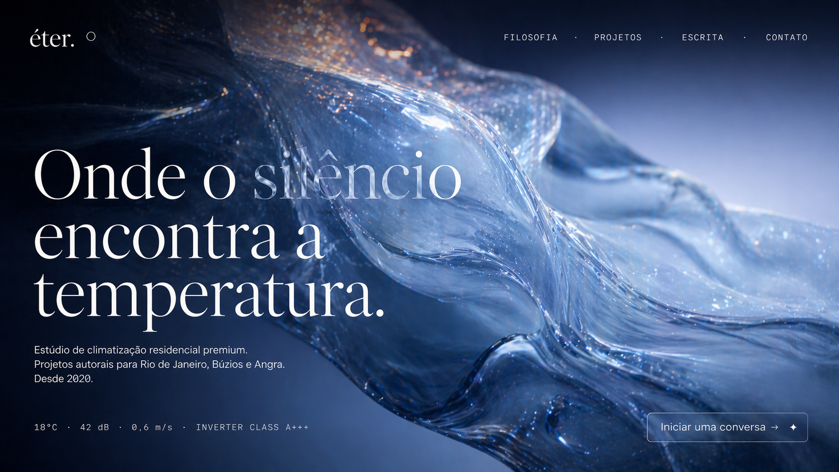 Éter — estúdio de climatização residencial premium